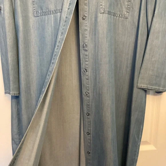 EUC Denim Shirt Dress with Tie - Picture 4 of 10